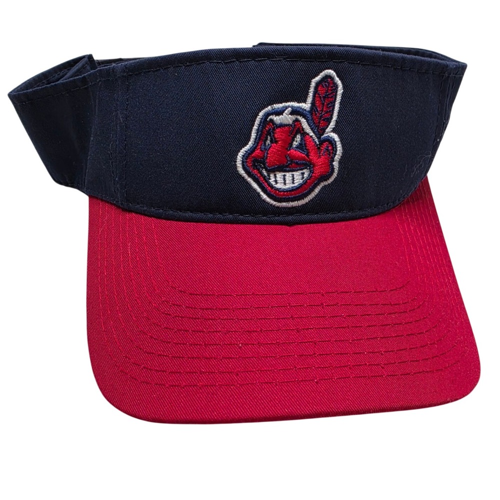 OC Sports Cleveland Indians Chief Wahoo Visor Navy Red MLB Baseball Hat OSFM
